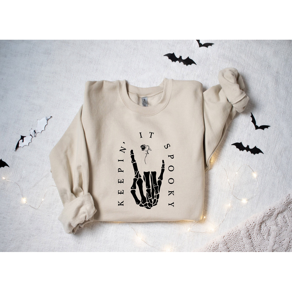 Spooky Sweatshirt, Halloween Sweatshirt, Spooky Season Shirt, Skeleton Sweatshirt, Halloween Skeleton, Womens Halloween Sweatshirt - 1.jpg