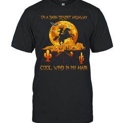 witch horse on a dark desert highway cool wind in my hair halloween shirt