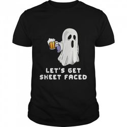 halloween ghost drinking beer funny let's get sheet faced t-shirt b0bhhply5q