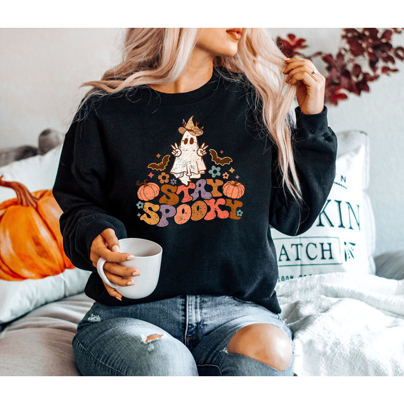 Stay Spooky Sweatshirt, Halloween Sweatshirt, Spooky Season Shirt, Ghost Halloween, Halloween Gift Hoodie, Womens Halloween Sweatshirt - 1.jpg
