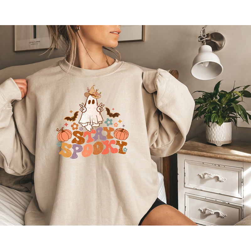 Stay Spooky Sweatshirt, Halloween Sweatshirt, Spooky Season Shirt, Ghost Halloween, Halloween Gift Hoodie, Womens Halloween Sweatshirt - 3.jpg