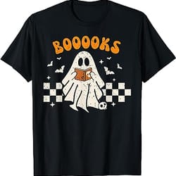 ghost book reading halloween costume teacher books lover t-shirt