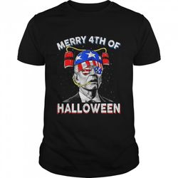 biden drink beer 4th of july merry 4th of halloween joe biden halloween t shirt