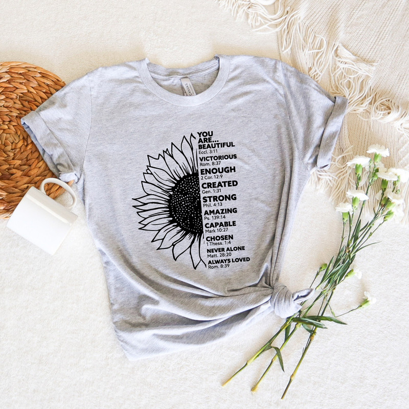 Sunflower Shirt, Christian Shirt, Thankful Grateful Blessed Shirt for Her, Bible Shirt for Women, Religious Shirt, Inspirational Shirt - 4.jpg