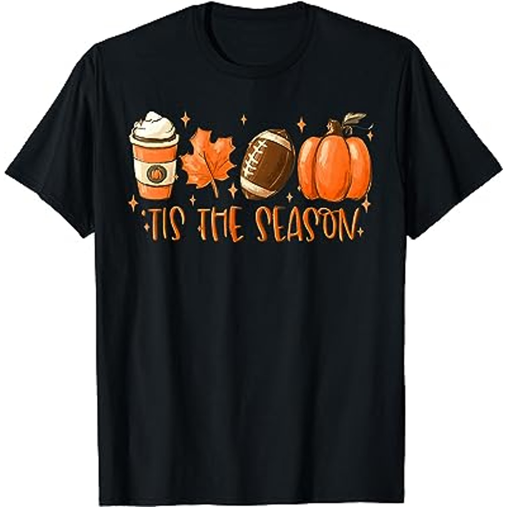 Tis The Season Football Coffee Latte Leaves Thanksgiving T-Shirt.jpg