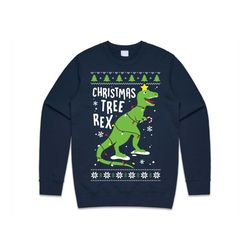 christmas tree rex t-rex jumper sweater sweatshirt dinosaur festive xmas ugly cute funny
