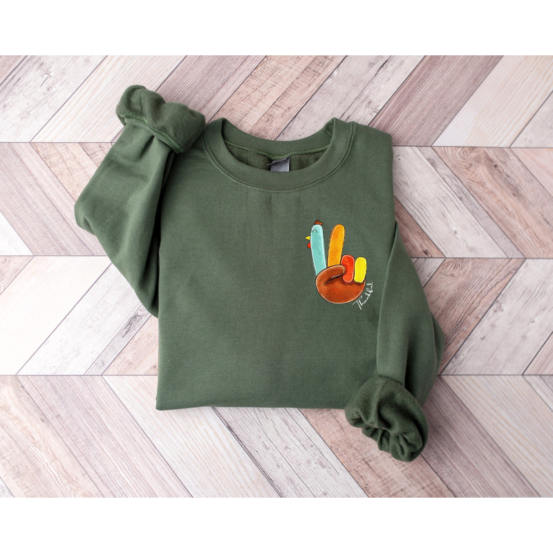 Thankful Sweatshirt, Thanksgiving Day shirt, Fall shirt, Autumn shirt, Peace Sign Turkey shirt, Turkey Sweatshirt, Cute Turkey Shirt - 1.jpg