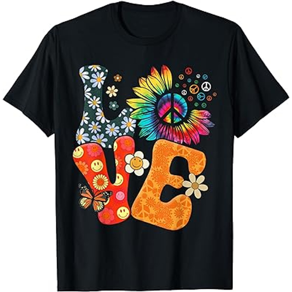 Peace Sign Love 60s 70s Costume Groovy Hippie Theme Party T-Shirt.jpg