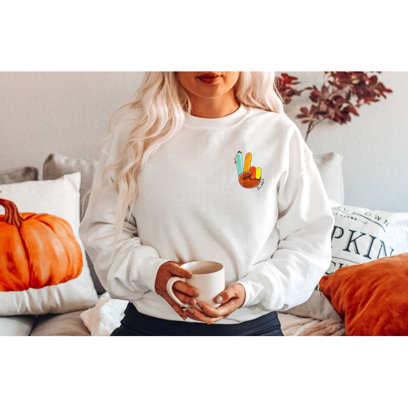Thankful Sweatshirt, Thanksgiving Day shirt, Fall shirt, Autumn shirt, Peace Sign Turkey shirt, Turkey Sweatshirt, Cute Turkey Shirt - 3.jpg