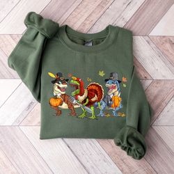 Thanksgiving Sweatshirt, Dinosaur Sweatshirt, Cute Din