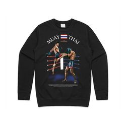 muay thai vintage style jumper sweater sweatshirt graphic kick boxing martial arts gift