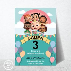 personalized file cocomelon invitation | cocomelon birthday invitation | cocomelon birthday party | instant download