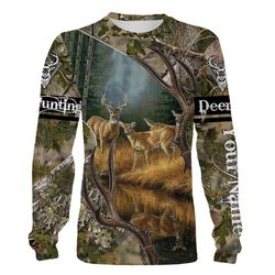 deer hunting camouflage customize name 3d all over printed shirts personalized gift for hunter deer hunting lovers nqs10