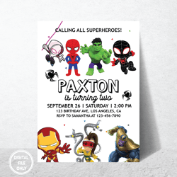 Personalized File Spidey and His Amazing Friends Birthday Invitation Boy Superhero Party Invite Instant Download Digital