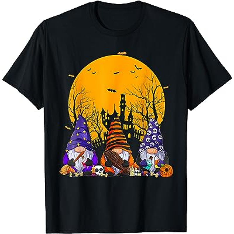 Three Gnomes Happy Halloween Fall Candy Corn Pumpkin Gnome T-Shirt.jpg