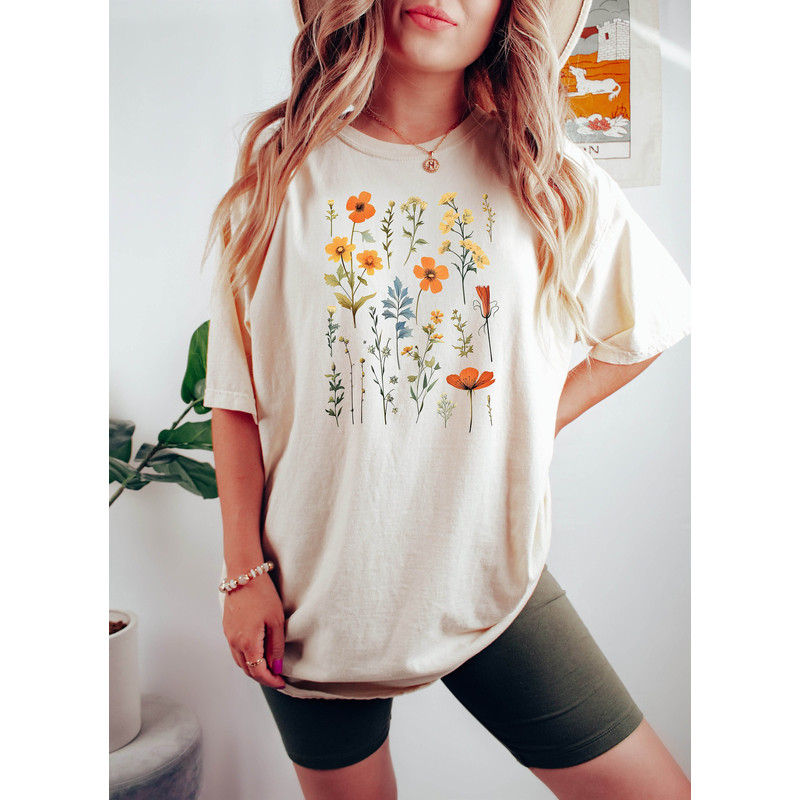 Wildflower Tshirt, Wild Flowers Shirt, Ladies Shirts, Best Friend Gift, Floral Tshirt, Flower Shirt, Gift for Women, Boho Wildflowers Shirt - 1.jpg
