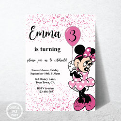 Personalized File Minnie Mouse Invitation Minnie Cute Invite Digital Oh-Toodles Invite PNG File Only