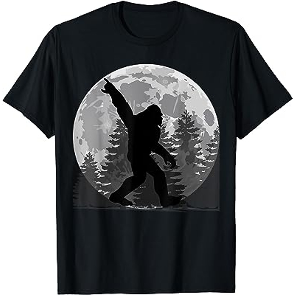 Cute Bigfoot friends night full moon trees stroll Sasquatch T-Shirt.jpg