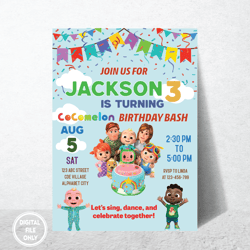 Personalized File Cocomelon Birthday Invitation Boy, Birthday Cocomelon Invitation, Birthday Party Invitation, Birthday