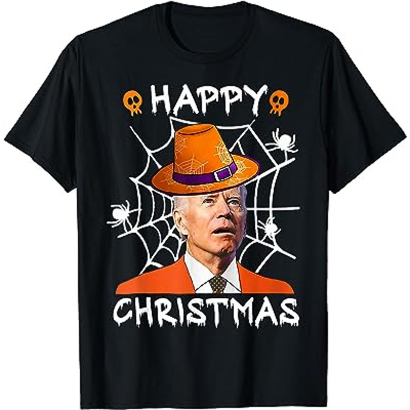 Happy Christmas anti Joe Biden Funny Halloween 2023 Pumpkin T-Shirt.jpg