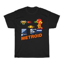metroid nintendo logo men's black t-shirt size s to 5xl