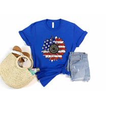 america sunflower shirt, usa flag flower shirt, gift for american, 4th of july flag t-shirt, freedom tshirt, independenc