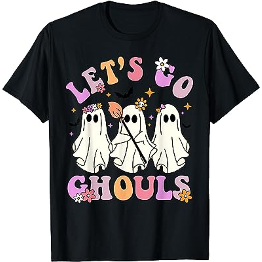 Let's Go Ghouls Halloween Ghost Outfit Costume Retro Groovy T-Shirt.jpg