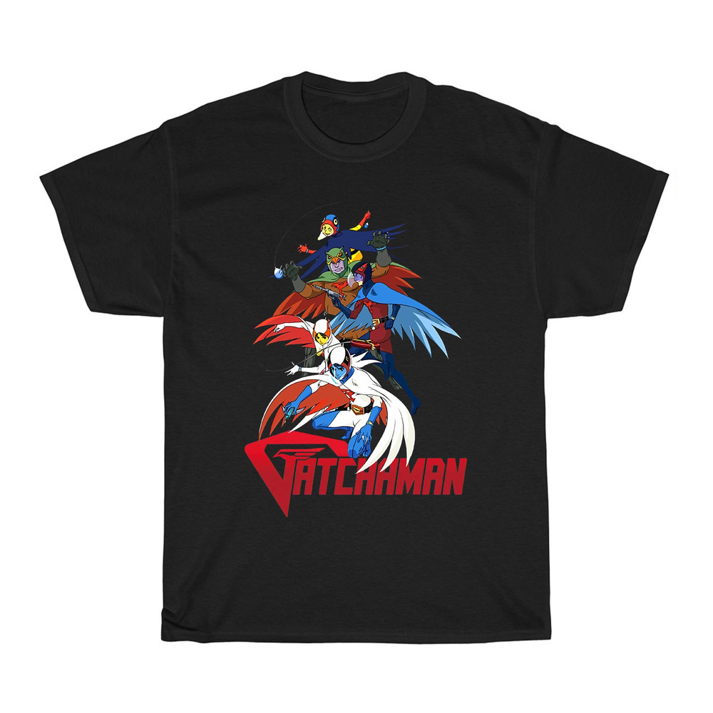 Gatchaman Retro Cartoon Logo Men's Black T-Shirt Size S to 5xl.jpg