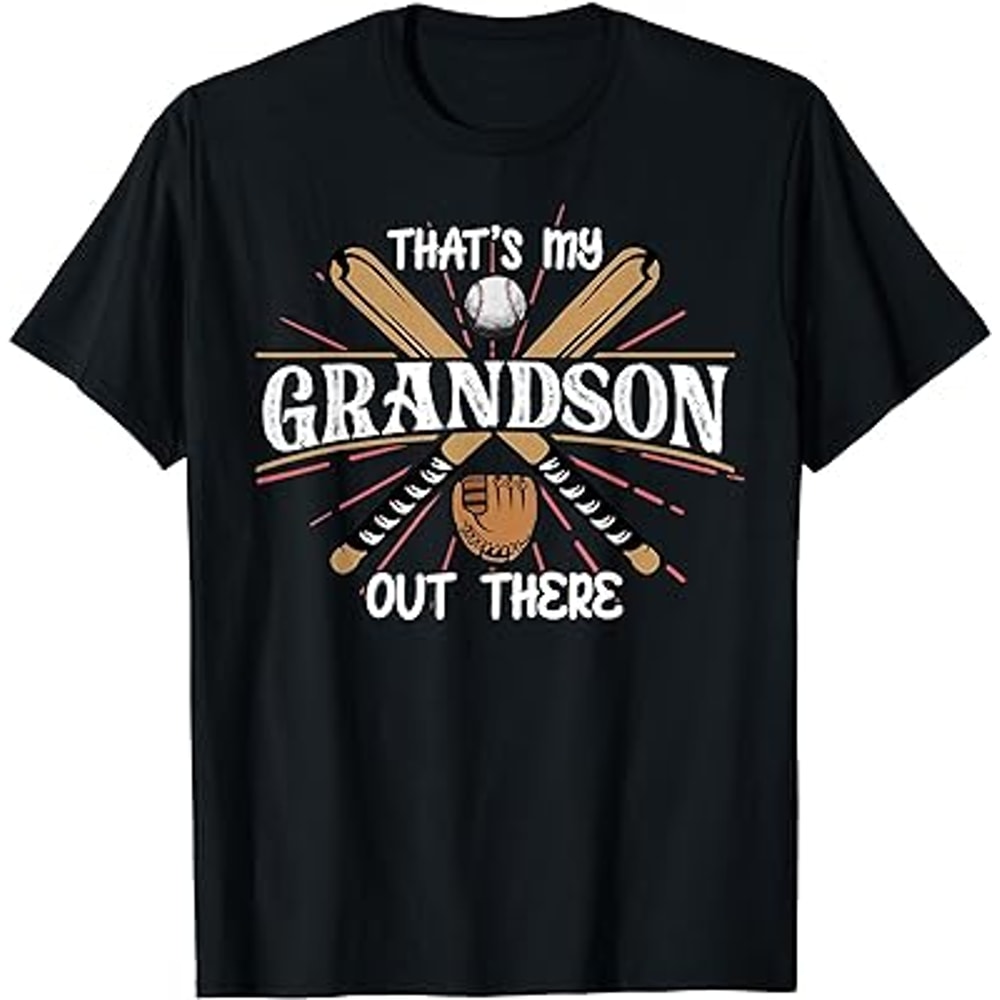 That's My Grandson Out There Baseball Grandpa Grandma T-Shirt Black.jpg