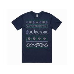 all i want for christmas is eth t-shirt tee top ethereum crypto cryptocurrency btc xmas funny