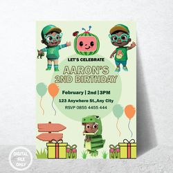 Personalized File Cocomelon Birthday Invitation Boy, Birthday Cocomelon Invitation, Birthday Party Invitation, Birthday