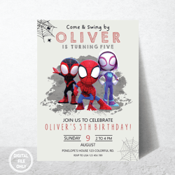 Personalized File Spidey Spiderman Birthday Invitation, Boy Spidey Party Invite, Spidey and his Amazing Friends Birthday