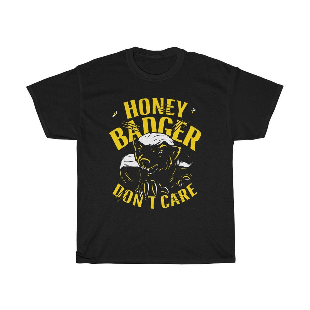 Honey Badger Don't Care Quotes Slogan Men's Navy Black T-Shirt Size S to 5XL.jpg