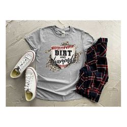 dirt and diamonds shirt, baseball mom leopard shirt, baseball mom shirt, love baseball shirt, womens shirt, baseball fan