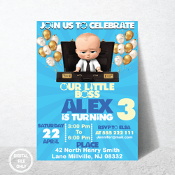 Personalized File Editable Baby Boss Boy Birthday Invitation | Boss Baby Party invitation | Printable | Invite Instant