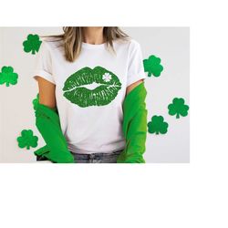 lip kiss lucky patrick's day shirt, lips shamrock green womens shirt, st patricks day shirt, st paddys, cute st pattys s