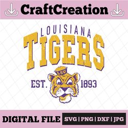 Vintage 90's Louisiana Tigers Svg, Louisiana Svg, Vintage Style University Of Louisiana Png Svg dxf NCAA Svg, NCAA Sport