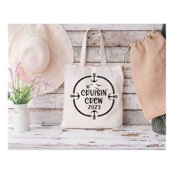 cruisin' crew 2023 tote bag, vacation tote, tote bag gift, summer tote bag, reusable bag, cruising tote bag, grocery bag