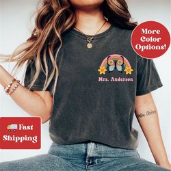 custom teacher name shirt, personalized retro teacher shirt, custom teacher gifts back to school, first day teacher name