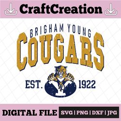 Vintage 90's Brigham Young Cougars Svg, Brigham Svg, Vintage Style University Of Brigham Png Svg dxf NCAA Svg, NCAA Svg