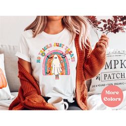 no tricks just treats shirt, trick or treat shirt, retro kids halloween shirt cute ghost tee, bff siblings halloween shi