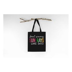 boat waves sun rays lake days tote bag, tote bag gift, summer tote bag, reusable bag, vacation tote bag, grocery bag, ho