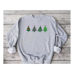 christmas tree sweatshirt, women christmas sweater, funny christmas shirt, happy new year, xmas gift, family holiday swe