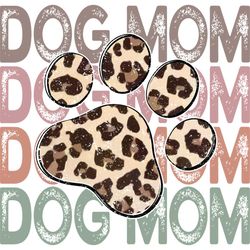 retro leopard dog mom footprints gifts png