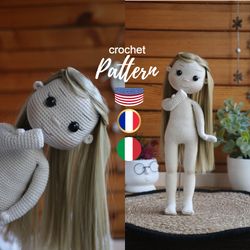 Crochet body doll amigurumi pattern Eng It PDF