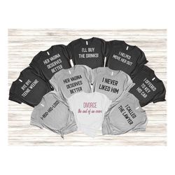 funny divorce party shirts, matching divorce party shirts, divorced celebration party shirts, divorce announcement, divo