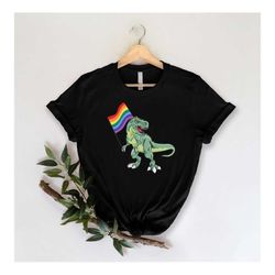 lgbtq rainbow t-rex shirt, lgbtq dinosaur shirt, pride month gift, equality shirt, love is love shirt, human rights shir