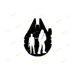 star wars han solo chewbacca falcon | png | silhouette cricut cutting ready instant download