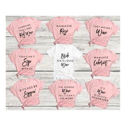 custom bachelorette party shirts, personalized bridesmaid bachelorette party shirts, bride and crew, wine theme shirts,