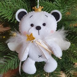 Angel, white bear, Christmas angel, christmas ornament, christmas decor, princess, gift for girl, Christmas tree decor
